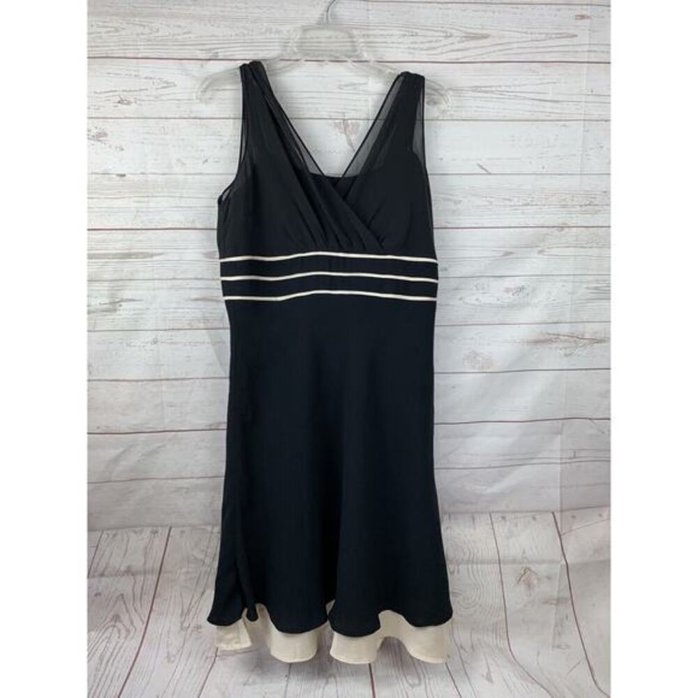 Z Studio‎ Sleeveless Dress Womens size 10 Black Tan Crepe Cocktail Party